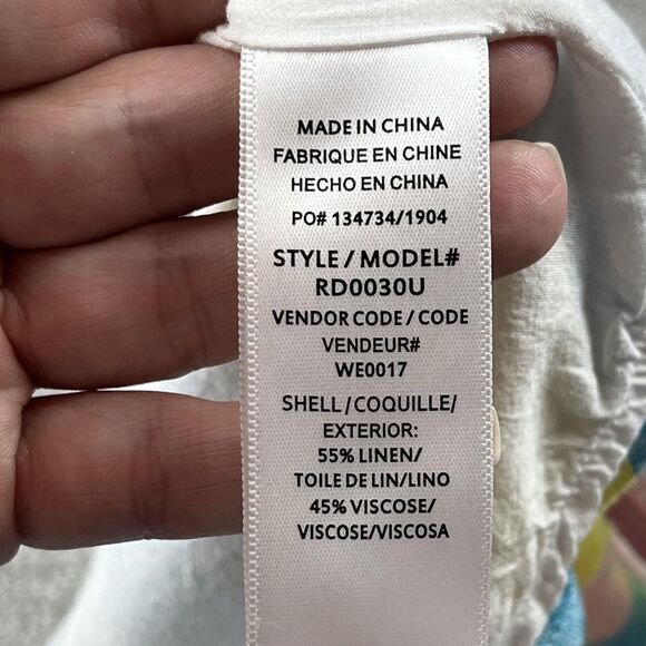 Splendid x Gray Malin Dress Womens Small Striped Button Pockets Linen Coastal - Picture 6 of 8